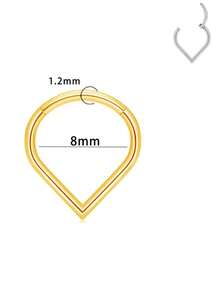 1件装时尚简约不锈钢水滴鼻环，个性化鼻部穿孔饰品，无缝心形闭合环，男女皆宜 - 彩色 - 查看 9