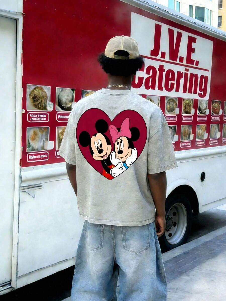 Disney-Heavy Cotton Toy Story Short Sleeved T-Shirt For Men With _TO INFINITY&BEYOND_ Print Oversized Loose Fit Half Sleeved Top For Summer Casual Wear - 灰色 - 查看 1