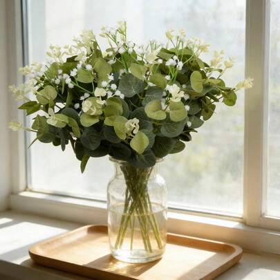 100pcs Artificial Baby's Breath Eucalyptus Greenery, Outdoor Wedding Party Bridal Bouquet, Floral Arrangement Material, Fake Pink Flowers, Loose Artificial Baby's Breath Bouquet, Suitable For Home Decor, Tabletop Decor, DIY Flower Arrangement, Wedding & Holiday Party Decoration, Home & Garden Decor, Christmas Home Decor