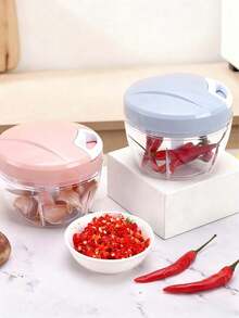 900ml Extra Large Capacity Manual Food Chopper, Vegetable Chopper, Garlic Chopper, Pull Cord Style Manual Food Processor, Comes With 5 Sharp Blades To Chop Onions, Peppers, Ginger And More - Multicolor - View 7
