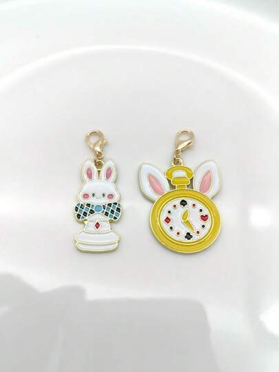 2 piezas Colgante de conejo de dibujos animados creativo, decoración DIY para bolso, adecuado para uso diario