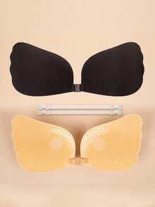 Sujetador adhesivo invisible talla C D E F Plus, sujetador autoadhesivo con efecto de elevación, cubiertas de silicona para pezones con cierre frontal, con correa para el cuello y ganchos de extensión, reutilizable, adecuado para vestidos de noche sin tirantes - Multicolor - Ver 13