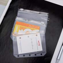 A8活页夹专用透明拉链口袋套装，10个装，5孔设计。这些活页夹袋也可作为迷你现金信封、明信片或零钱袋使用。 - 套裝 - 查看 9