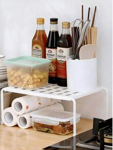 1pc Expandable & Detachable Solid Color Storage Rack, Closet Organizer, Divider Shelf, Adjustable Storage Rack, Suitable For Cabinets And Bathrooms, Suitable For Kitchen, Living Room, Bedroom, Plastic Shoe And Slipper Storage Rack - Multicolor - View 7