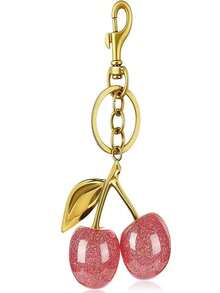 1个粉色樱花钥匙扣，优雅包包挂饰，可爱汽车钥匙链，男女通用礼物 - Gold+rose Pink - 查看 3