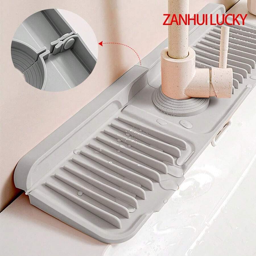 Silicone Faucet Splash Guard, Faucet Water Mat, Extended Silicone Sink Mat, Suitable For Kitchen, Bathroom, Laundry Room, Farmhouse, Bar And RV - Multicolor - View 1