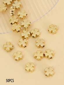 50颗金银四叶草隔珠，CCB幸运四叶草吊坠，用于珠宝制作，DIY手链项链配件 - 彩色 - 查看 8