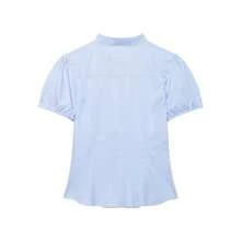 Blusa de gasa con decoración de moño minimalista de moda para mujer, color negro - Azul - Ver 11