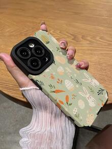 1pc Minimalist Rabbit & Egg Pattern Textured Soft Protective Phone Case, Suitable Compatible With Apple And Phones 17/17AIR/17PRO/17PROMAX, Classic Gift For Friends, Lovers - Multicolor - View 5