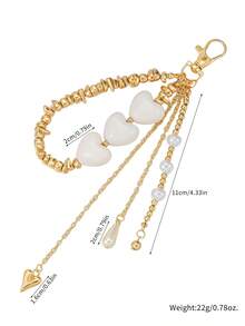 Fashion Contrast Color Faux Pearl CCB Heart Cross Star Keychain, Suitable For Bags, Car Keys, Backpacks, Jeans Accessories, Gift For Friends, Graduation Gift - Multicolor - View 2