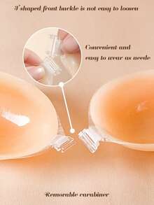 2pcs Silicone Invisible Bra, Women Super Sticky Silicone Invisible Bra, Bridal Bra, Reusable Summer Bra For Dress, Camisole - Apricot - View 3