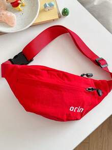 1 chiếc túi đeo ngực/đeo hông bằng nylon in chữ, kiểu dáng thường ngày, có khóa kéo, phù hợp sử dụng mọi mùa. - A - Xem 13