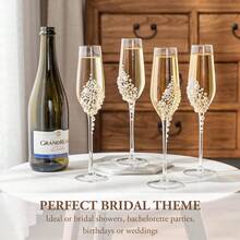 1只/2只珍珠香槟杯，6盎司，透明玻璃杯柄，饰以仿白色珍珠 - 婚礼新郎新娘、下午茶会和单身派对玻璃器皿 - 查看 4