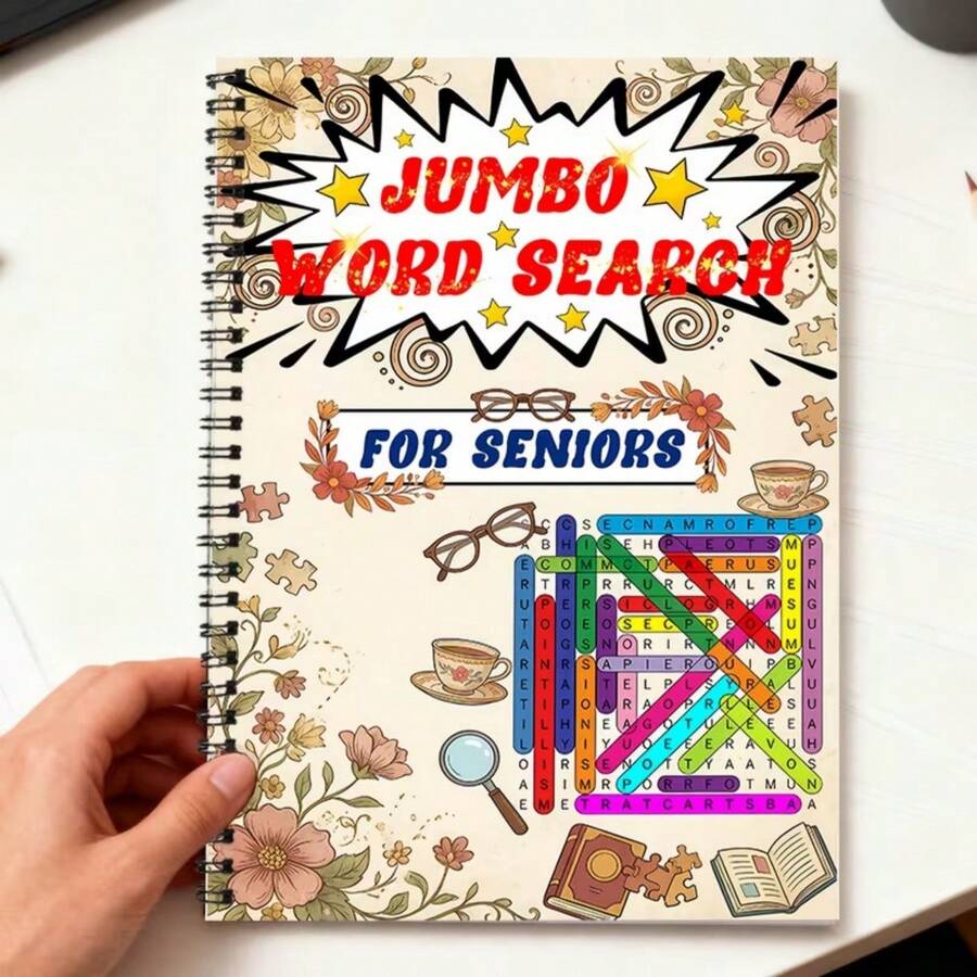 50-Page Leisure Coloring Book, Spiral Bound, Smooth Flipping, Suitable For Elderly, Focuses On Relaxation, Exercises Memory & Concentration, Prevents Cognitive Decline, Easy To Use, No Frustration, Perfect Gift For Family And Friends, Suitable For Holidays Like Easter, Halloween, Mother's Day, Christmas - Word Puzzle Coloring Book - View 1