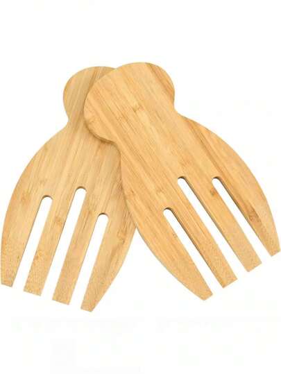 1pc Bamboo Salad Mixer, Creative Wooden Kitchen Utensil Salad Mixing Tool, Kitchen Gadget For Mixing, Blending Pasta And Vegetable Bowls, Dishwasher Modern Necessity, Natural Bamboo Kitchenware, Suitable For Healthy Eating