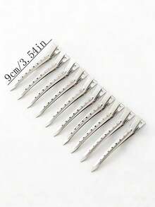 10/20个装女士银色9厘米金属发夹，蓬松造型，无痕发夹，适用于发根、刘海、鸭嘴夹，造型师专用发夹 - 銀色 - 查看 3