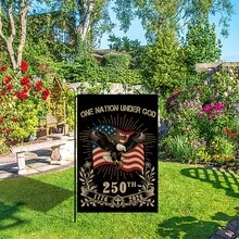 One 250th Anniversary American Independence Flag (1776-2026) Garden Flag | Eagle Cross Flag, A Traditional And Classic Flag For Home And Garden Decoration, 12x18 Inches, Suitable For Patio Lawn Decoration, Porch Decoration, Flagpole Not Included, Linen. - A - 查看 3