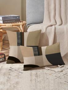 4pcs Brown, Retro Minimalist Art Throw Pillow Covers, Lumbar Pillow Covers - Linen Blend Cushion Covers, Add Artistic Vibe To Living Room, Bedroom And Office - Modern Home Decor, Zippered, Single-Sided Print, Machine Washable (No Pillow Insert) - Multicolor - View 6