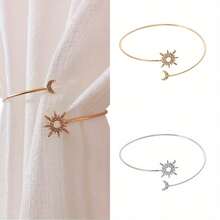 Bộ 2 kẹp rèm trang trí hình mặt trời và mặt trăng mạ vàng tối giản có thể điều chỉnh kích thước (1 chiếc cho một kích thước) - Vàng - Xem 12