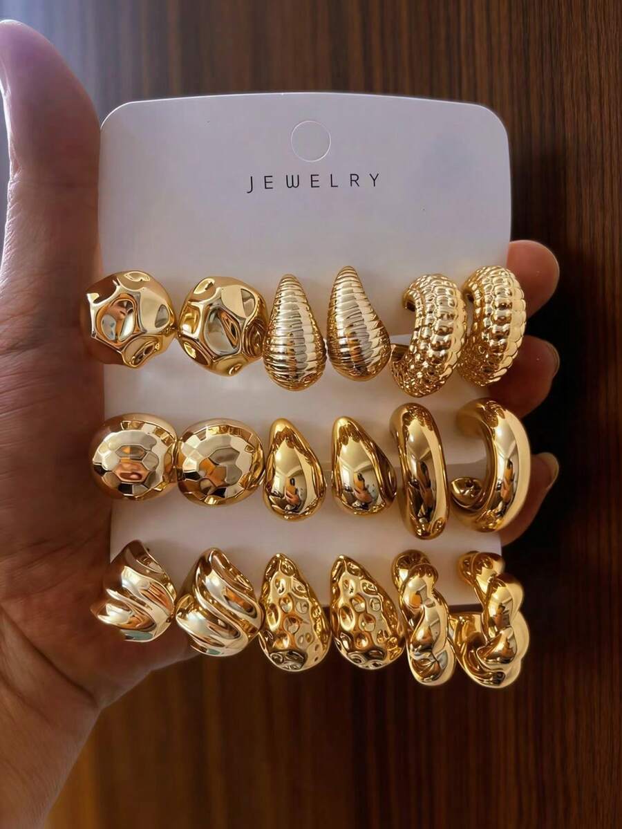 Women Earring Sets - Gold - View 1