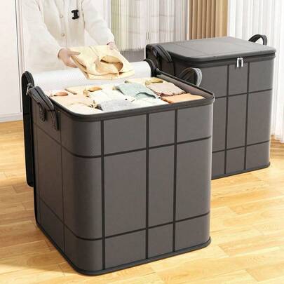 Túi đựng quần áo gấp gọn dung tích lớn, túi vận chuyển chống thấm nước bằng vải không dệt với khóa kéo đôi và tay cầm được gia cố, túi đựng bền chắc cho quần áo, đồ dùng chuyển nhà, du lịch, chăn và gối.