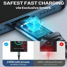 240W 超级快充和高速数据传输 Type-C 转 Type-C 数据线，兼容三星、Air 15/16/17 及其他设备 - 黑色 - 查看 3