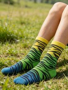 1双男女通用袜子，常规秋冬休闲情侣袜，豹纹个性时尚休闲袜 - 彩色 - 查看 10