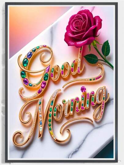 Bộ tranh đính đá hình hoa hồng với khẩu hiệu, tranh trang trí nghệ thuật cho không gian nhà cửa, quà tặng ngày lễ cho mẹ.