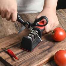 1 pieza Afilador de cuchillos rápido, piedra de afilar multifunción para cocina, restaurante y uso doméstico, afilado rápido de cuchillas - Negro - Ver 4