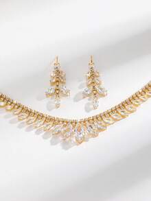 3pcs Luxury Geometric Necklace, Handmade Inlaid Rhinestone, Shiny Fashion Daily Wear Jewelry Women Luxury Geometric Necklace, Handcrafted Shiny Rhinestone Inlay, Elegant Everyday Jewelry - Multicolor - View 5