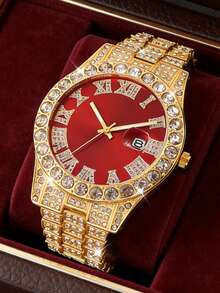 Hip Hop Chain Set, Unisex Fashion Watch, Necklace And Bracelet Set, Holiday Gift For Father - Gold - View 4