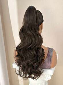 24-26 Inch Long Wavy Ponytail Synthetic Heat Resistant Clip-In Curly Wavy Ponytail Hair Extension, Black & Brown - Multicolor - View 4