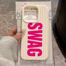 适用于 17 Pro Max、17 Pro、16 Pro、16 Plus、15 Pro Max、15 Pro、15 Plus、15、14 Pro Max、14 Pro、14 Plus、14、13 Pro Max、13 Pro、13 Pro、12 Pro Max、12 Pro、12 Pro、11 Pro Max 的字母 SWAG 图案手机壳 - 高级软壳，新款时尚 - 白色 - 查看 2