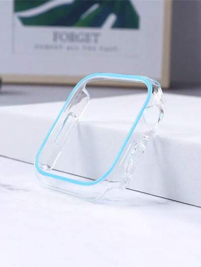 1pc Unisex Blue Casual PC Hollow-Out Anti-Drop Protective Case, Luminous Fashion Watch Case, For Apple Watch Case 40/41/42/44/45/46/49mm, For Apple Watch Series Ultra/SE/11/10/9/8/7/6/5/4, Smart Watch Case Accessory