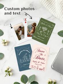 Customized Wedding Playing Cards With Photos, Personalized Wedding Playing Cards Set, Customized Printing Souvenirs, Bride Party Favors, Couple's Wedding Anniversary Personalized Playing Cards - Multicolor - View 9