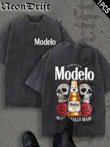 Nuevas  de moda Y2K, Cool, UFO, Deporte al Aire Libre, Estilo Urbano Moderno, Camiseta de Hombre de Algodón Puro Lavado Vintage a la Moda, Un Regalo Sorpresa para Familiares y Amigos, Con Mangas Caídas y Cuello Redondo, Camiseta de Marca de Moda Retro de Algodón Batik de Alta Calidad, Un Grosor Adecuado para Camisetas de Verano, Regalos para las Fiestas. - Naranja Coral - Ver 11