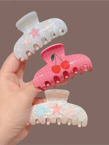 3/1 cái Kẹp tóc lớn cho nữ, họa tiết đại dương, hình sao biển, vỏ sò, kiểu dáng mùa hè, hình cá mập, kẹp tóc phía sau đầu. - Nhiều màu - Xem 3