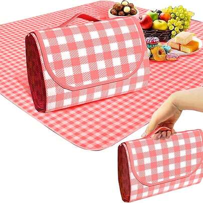 Extra Large Waterproof & Sand-Resistant Outdoor Picnic Blanket, Travel Blanket, Camping Equipment, Camping Accessories, Beach Accessories, Picnic Accessories, Holiday Camping Essentials, Portable Foldable Blankets Gingham Picnic Mat For Beach, Outdoor Rug, Camping Grass Lawn Park Accessories