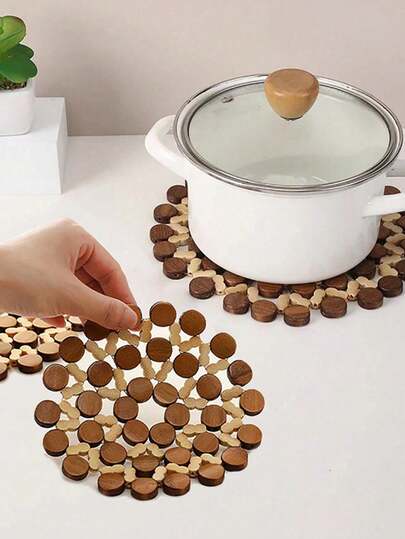 3pcs Bamboo Heat Insulation Pad, Table Mat, Pot Holder, Heat-Resistant Plate Mat, Cup Coaster, Home Kitchen Accessories,Home And Kitchen Must-Haves, Kitchen Utensils And Equipment As Christmas Practical Gifts