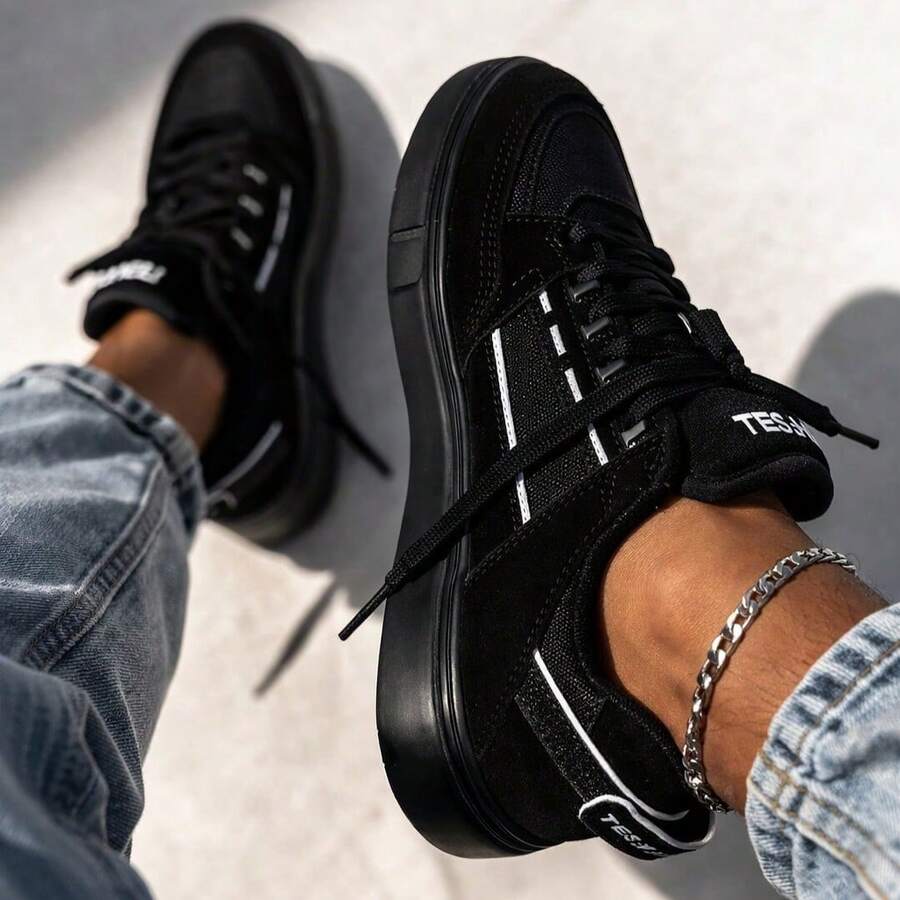 Men's Tesla Skater Shoes, Non-Slip, Comfortable, Casual - màu đen - Xem 1