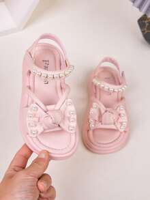 儿童平底凉鞋，舒适日常穿着 - 粉色 - 查看 8