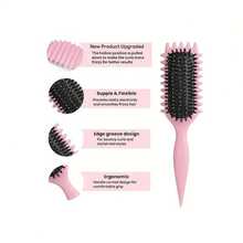 1pc Curly Hair Styling Brush Curl Defining Brush Shaping Defining Curls Reduce Pulling Curl Separation - 1pc-pink - View 7