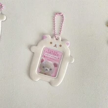 Japanese Style Kawaii Cartoon Bear  Photo Card Holder Keyring Cute Bear K-Pop Idol Keychain For 2 Inch Photo School License Case - 白色 - 查看 7