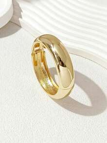 1/2 piezas Set de brazaletes únicos, brazalete de color dorado, brazalete ancho, brazalete abierto extra grande, set de brazaletes, brazalete ancho, estilo elegante y lujoso, para mujeres - Dorado - Ver 4