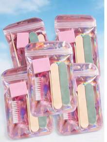 5pcs Nail And Toe Care Tool Set, Including Mini Nail File, Cuticle Pusher, Double-Sided Nail File, Wooden Cuticle Nipper, Nail Cleaner Tool, Suitable For Professional Manicurist And Home Use, Basic Nail Care Kit - Multicolor - View 2