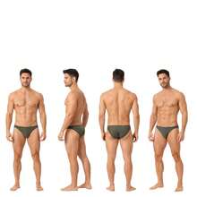 Men's Slim Swim Trunks 3cm Side Slip Bold Modern Diandrher Summer - Army Green - View 1