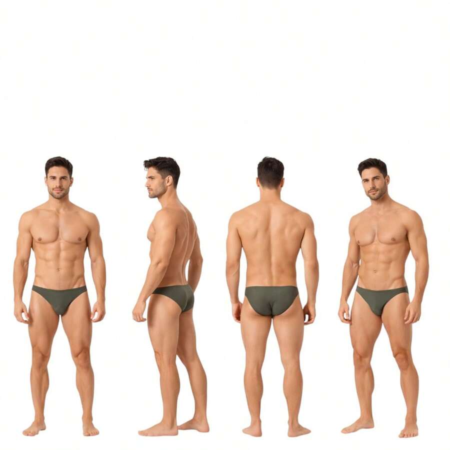 Men's Slim Swim Trunks 3cm Side Slip Bold Modern Diandrher Summer - Army Green - View 1