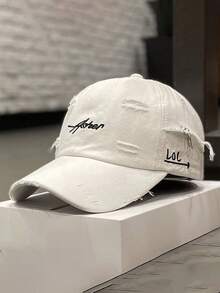 New Distressed Baseball Cap, Unisex Korean Style Embroidered Sun Visor Hat,Summer,Beach,Holiday - A - View 11