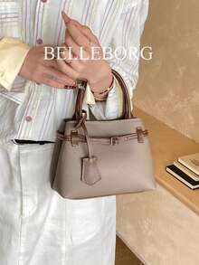 Elegant Casual Contrast Color Commuter Vintage Buckle Versatile Women Small Square Handbag - Grey - View 7
