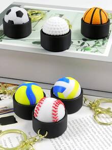 3D Printed Stress Relief Ball Keychains, PLA Material, Realistic Basketball, Football, Rugby, Volleyball, Golf Ball, Baseball, Tennis Ball, Beach Ball And Pickleball Pendants - Balls - View 10